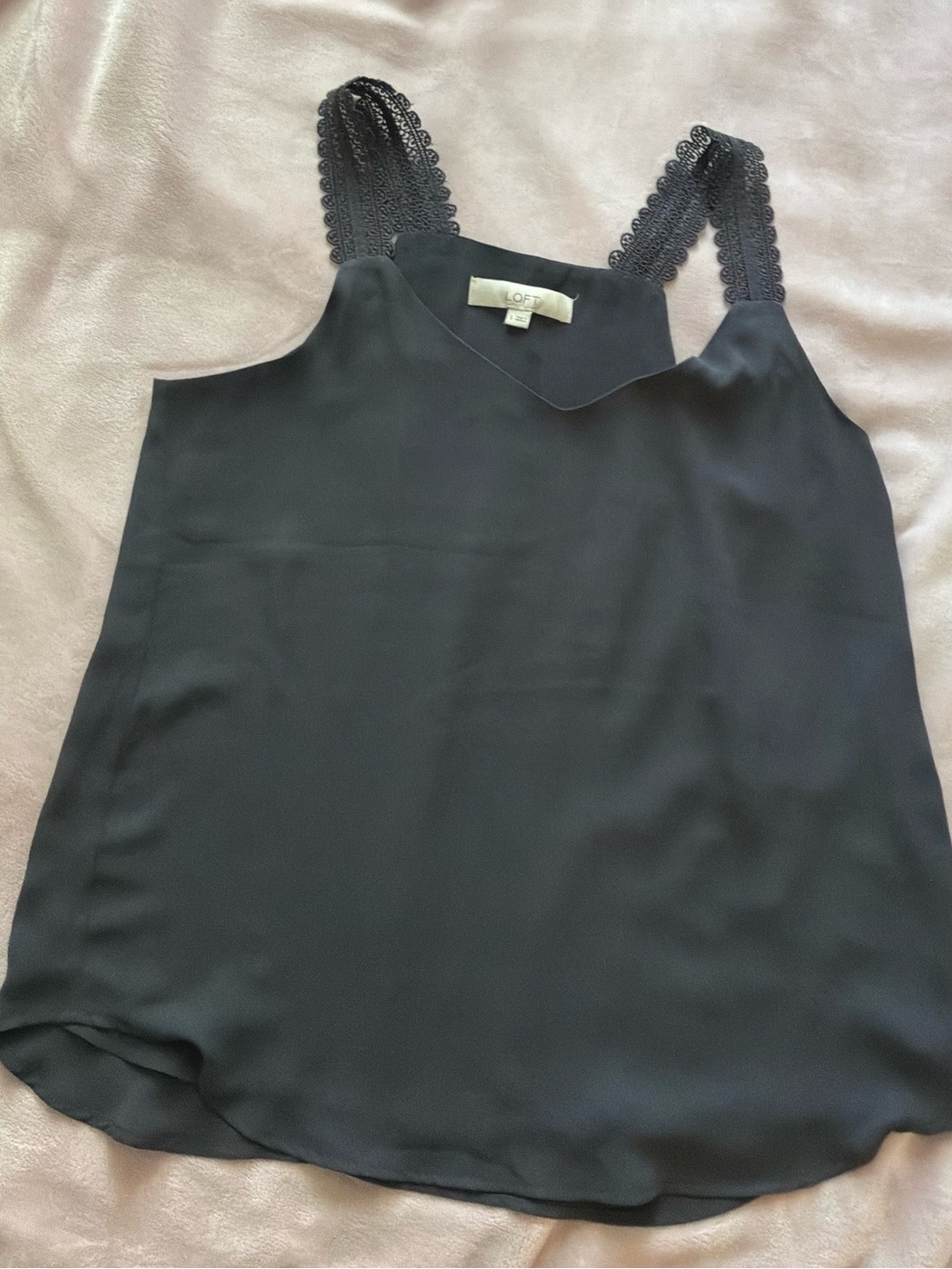 LOFT Black Lace-Trim V-Neck Camisole